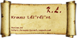 Krausz Lóránt névjegykártya