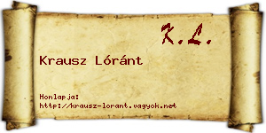 Krausz Lóránt névjegykártya